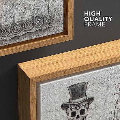 wall26 - Framed Canvas Print Wall Art - Wedding Photo with a Skull Couple - Gallery Wrap Modern Home Art | Ready to Hang - 16"x24" Natural - color: Artwork - 26, size: 24"L x 16"W