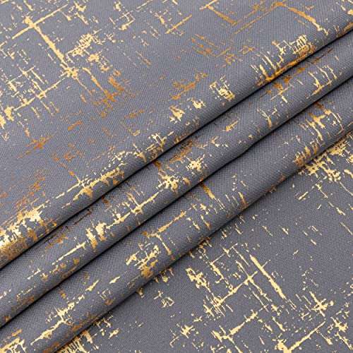 Taisier Home Gold Foil Print Linen Textured Curtains Geometric Dots Pattern Design Curtains for Nursery Toy Room Thermal Insulated Window Treatment 2 Panels 54" L,Soft Grey and Gold Drapes Print - color: Soft Grey/Gold, size: 52"W x 54"L (Pack of 2)