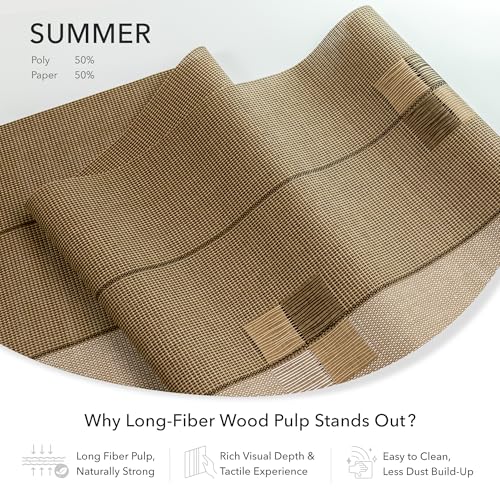 Vertical Blinds Room Divider 45.8"-86" x 96", Summer | Adjustable Woven Panels for Windows, Closet Doors and Room Dividers with Trimmable Fabric Design - color: Summer