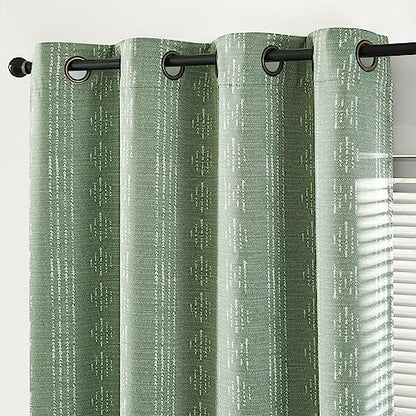 jinchan Boho Blackout Curtains 63 Inch Length for Bedroom Living Room | White on Sage Green Geometric Printed Grommet Curtains Room Darkening Thermal Insulated Window Treatments 2 Panels - color: Boho | White on Sage Green, size: 52"W x 63"L (Pack of 2)