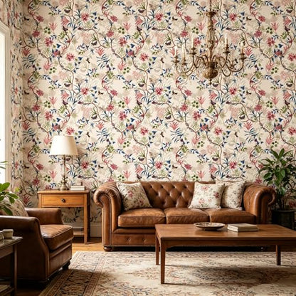 Pink Flowers Peel and Stick self Adhesive Wallpaper Floral - 128''x32'' - color: X18, size: 128"x32"