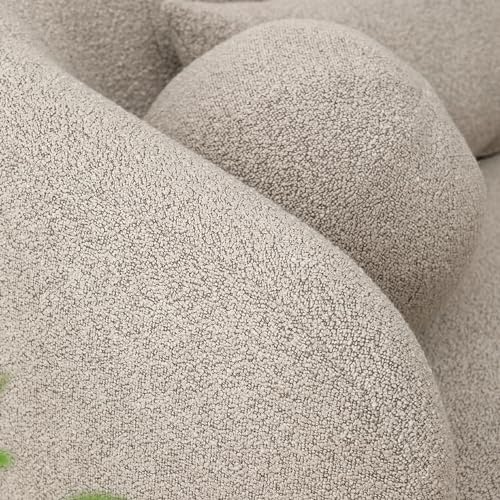 KINWELL 68" Boucle Upholstered Loveseat with 4 Toss Pillows, Taupe | No Assembly Deeper 2-Seater Sherpa Couch Settee Love Seat Sofa with 3 Height Options for Small Spaces Apartment Living Room - color: Taupe, size: Loveseat