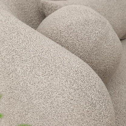 KINWELL 68" Boucle Upholstered Loveseat with 4 Toss Pillows, Taupe | No Assembly Deeper 2-Seater Sherpa Couch Settee Love Seat Sofa with 3 Height Options for Small Spaces Apartment Living Room - color: Taupe, size: Loveseat