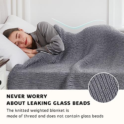 L'AGRATY Knitted Weighted Blanket - 48"x72" 15lbs Cooling Chunky Knit Heavy Blanket for Adults Braided Crochet Throw Thick Cable Yarn Knit Decorative No Beads Evenly Weighted Machine Washable | No Beads Evenly Weighted Machine Washable Chunky Braided Croc