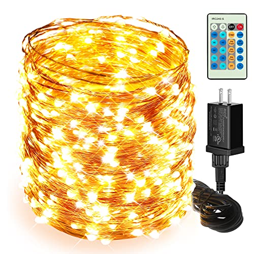 LED String Lights, 164ft 500 LED Fairy Lights Plug in, Dimmable Outdoor Tree Lights, UL-Listed Warm White Copper String Lights Remote Control for Wedding Christmas Decor - color: 164FT Warm White with Remote