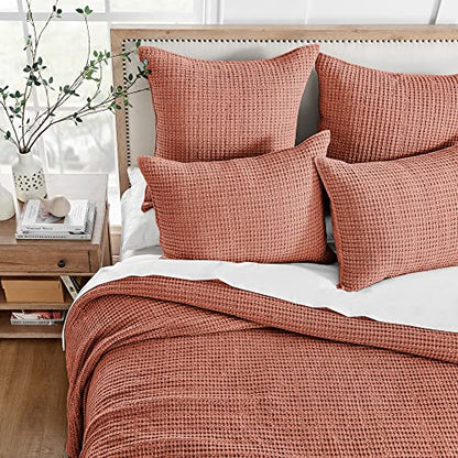 Levtex Home Mills Waffle Twin XL/Twin Quilt Set (68x86in) with 1 Pillow Sham (26x20in) - Adobe - 100% Cotton Twin Size Quilt Bedding Set - Lightweight, Soft, Pre-Washed - color: Adobe, size: Twin Quilt