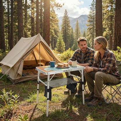 Small Folding Camping Table, 2ft Portable Picnic Table Aluminum 24" x 16", 3 Adjustable Heights Lightweight Dining Table for RV, Picnic, Beach (Sunflower) - color: Sunflower