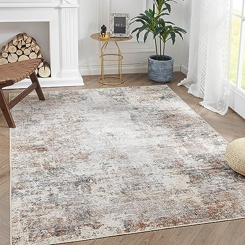 jinchan 3x5 Modern Abstract Washable Non-Slip Accent Area Rug - color: Distressed Taupe, size: 3' x 5' (Rectangular)