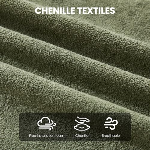 110" Boneless 4 Seater Sofa Couch, Modern Oversized Curved Cloud Sofa, Chenille 4-Seater Deep Seat Sectional Couches for Living Room, No Assembly, Green - color: Green, size: 4-Seater Sofa