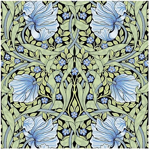 HAOKHOME William Morris Peel and Stick Wallpaper Floral Blue Wall Paper | Textured Renter Friendly Removable Wall Paper Vintage Botanical Vine Bathroom Bedroom Stick on Contact Paper 17.3in x 9.8ft - color: Green/Blue, size: S: 17.3in x 9.8ft