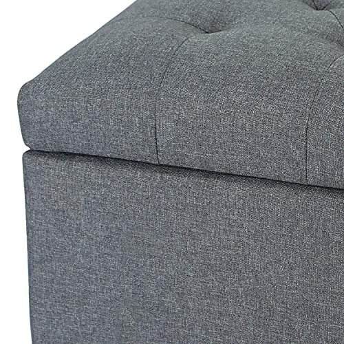 Storage Ottoman Bench Rectangular Fabric Organization Foot Rest, 24 Inch Modern Tufted Bedroom Foot Stool and Seat for Entryway, Bedroom, Living Room - color: Grey