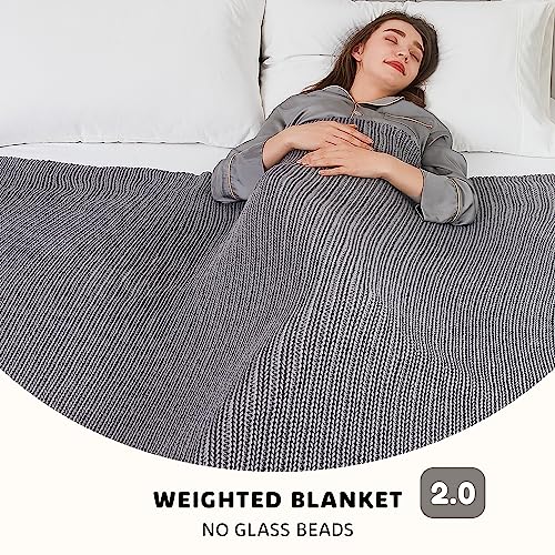 L'AGRATY Knitted Weighted Blanket - 48"x72" 15lbs Cooling Chunky Knit Heavy Blanket for Adults Braided Crochet Throw Thick Cable Yarn Knit Decorative No Beads Evenly Weighted Machine Washable | No Beads Evenly Weighted Machine Washable Chunky Braided Croc