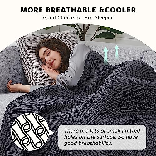 L'AGRATY Knitted Weighted Blanket - 50"x60" 7lbs Cooling Chunky Knit Heavy Blanket for Adults Braided Crochet Throw Thick Cable Yarn Knit Decorative No Beads Evenly Weighted Machine Washable | No Beads Evenly Weighted Machine Washable Chunky Braided Croch