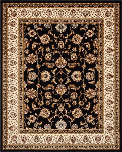 Well Woven Barclay Collection Sarouk Black 8x10 Area Rug - for Living Room, Bedroom, and Dining Room - color: Black, size: 7'10" x 9'10" (Rectangular)