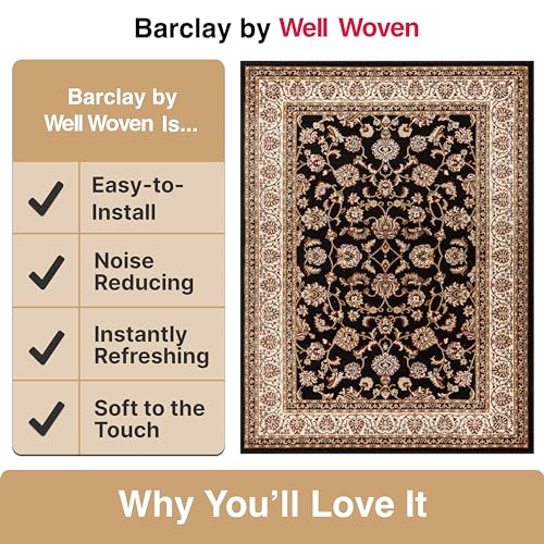 Well Woven Barclay Collection Sarouk Black 8 ft Round Rug - for Living Room, Bedroom, and Dining Room - color: Black, size: 7'10" (Round)