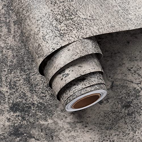 FunStick 24"x200" Stained Concrete Wallpaper Peel and Stick Textured Cement Grey Contact Paper for Countertops Waterproof Adhesive Vinyl Industrial Concrete Wall Paper Roll for Bathroom Desk Removable - size: 24" x 200"