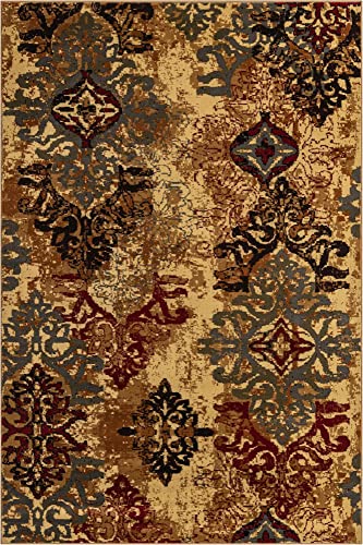 Unique Loom Barista Collection Area Rug - Congencis (6' 1" x 9' Rectangle, Beige/Blue) - size: 6'1" x 9' (Rectangular)
