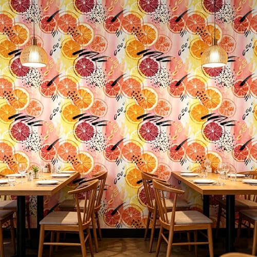 Fruit Oranges Peel and Stick self Adhesive Wallpaper - 128''x32'' - color: X08, size: 128"x32"