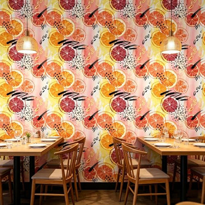 Fruit Oranges Peel and Stick self Adhesive Wallpaper - 128''x32'' - color: X08, size: 128"x32"