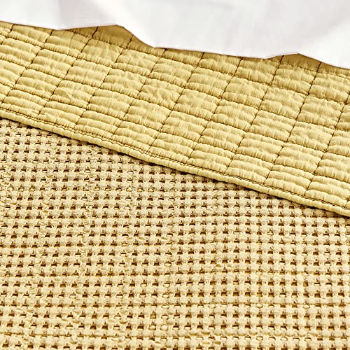 Levtex Home Mills Waffle Twin Bedspread Set (84x104in) with 1 Pillow Sham (26x20in) - Ochre - Cotton Waffle Twin Size Bedspread Set - Lightweight, Soft, Pre-Washed - color: Ochre, size: Twin Bedspread