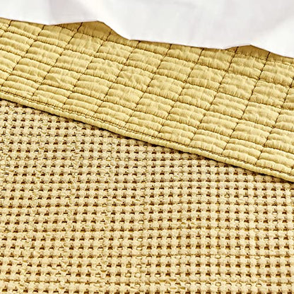 Levtex Home Mills Waffle Twin Bedspread Set (84x104in) with 1 Pillow Sham (26x20in) - Ochre - Cotton Waffle Twin Size Bedspread Set - Lightweight, Soft, Pre-Washed - color: Ochre, size: Twin Bedspread