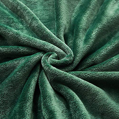 TASTHROW Large Flannel Fleece Throw Blanket, 50×70 Inch | Cozy Lightweight Thick Blanket - All Seasons Suitable for Women, Men and Kids (Two Pack, Darkgreen) - color: Darkgreen, size: Two Pack 50"x70"