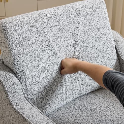 VINGLI Upholstered Chenille Accent Chair for Living Room, Bedroom, Mid-Century Modern Arm Chair Comfy Reading Chair with Scooped Arms (1, Light Gray) - color: Light Gray