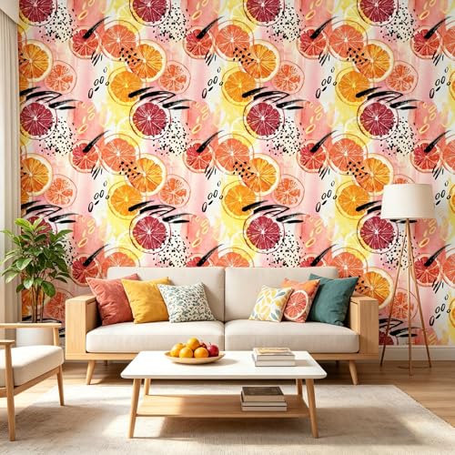 Fruit Oranges Peel and Stick self Adhesive Wallpaper - 128''x32'' - color: X08, size: 128"x32"
