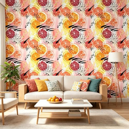 Fruit Oranges Peel and Stick self Adhesive Wallpaper - 128''x32'' - color: X08, size: 128"x32"