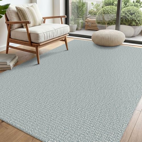 Washable Area Rug, Non Slip Entryway Rug, 4x6 Ft, Turquoise/Gray | Washable Cotton Braided Throw Rug, Non Slip Rubber Dot Backed, For Bedroom, Living Room, Entryway, Kitchen, Foyer - color: Turquoise/Gray, size: 4' x 6' (Rectangular)
