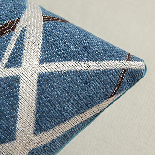 MIULEE Pack of 2 Decorative Throw Pillow Covers Woven Textured Chenille Cozy Modern Concise Soft Blue Square Cushion Shams for Bedroom Sofa Car 20 x 20 Inch - color: Blue, size: 20" x 20" (Pack of 2)
