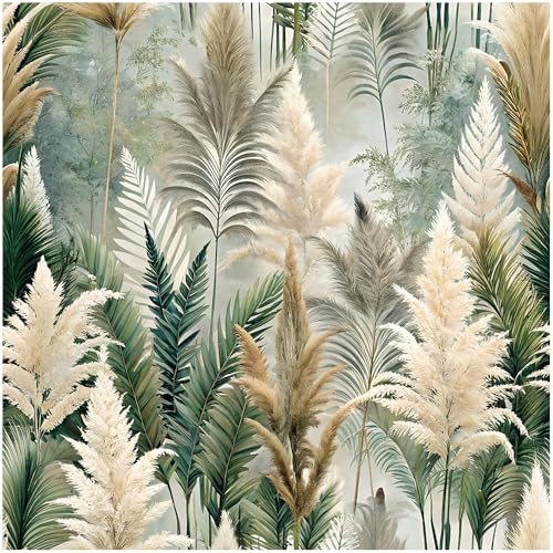 Floralplus Peel and Stick Wallpaper Boho Forest Removable Wallpaper | Wallpaper for Bedroom Bathroom Self Adhesive Renter Friendly Green Leaf Contact Paper for Cabinet Walls, 17.5 x 118 in