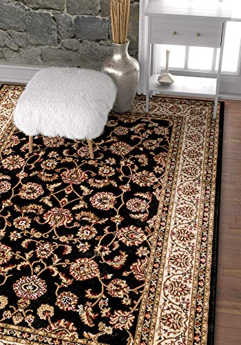 Well Woven Barclay Collection Sarouk Black 4x5 Area Rug - for Entryways, Small Bedrooms, Living Rooms - color: Black, size: 3'11" x 5'3" (Rectangular)