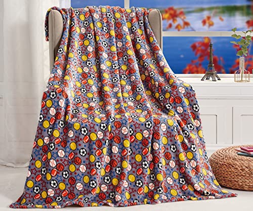 Elegant Comfort Lightweight Printed Throw Blanket- All Season, Ultra Soft, Cozy and Plush- Decorative Throw Blankets, Perfect for Lounging, 50 x 60 inches, All Sport, Throw Blanket - color: All Sport