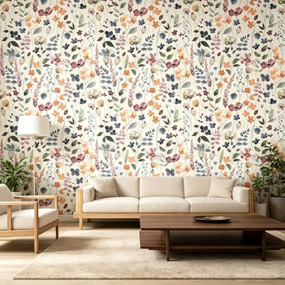 Flowers Peel and Stick self Adhesive Wallpaper Floral - 128''x32'' - color: X04, size: 128"x32"