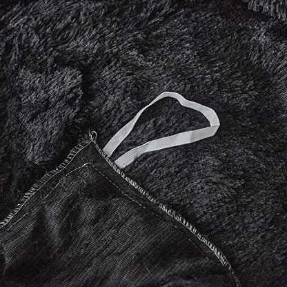 Faux Fur Velvet Fluffy Bedding Duvet Cover Set Down Comforter Quilt Cover with Pillow Shams, Ultra Soft Warm (Black, Queen) - color: Black, size: Queen
