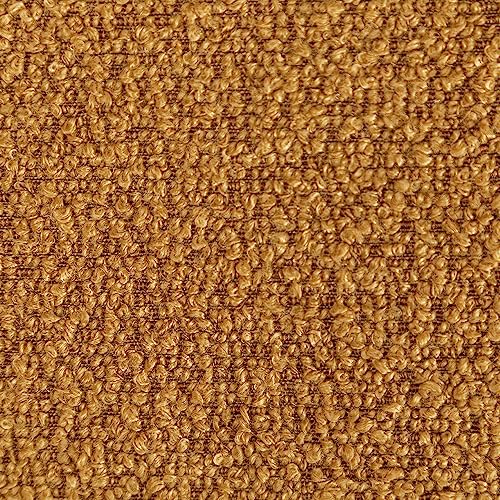 KINWELL Round Boucle Upholstered Ottoman Chair Padded Seat Footstool, Brown | Easy Assembled Modern Soft Sofa Couch Loveseat Chair Footrest, Extra Seating for Bedroom Entryway, 18.5" D x 23" W x 16.5" H - color: Brown