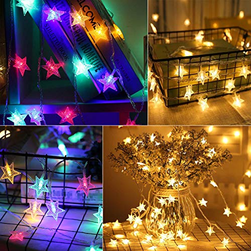 Minetom Star String Lights - color: Warm White + Multicolor - 33ft