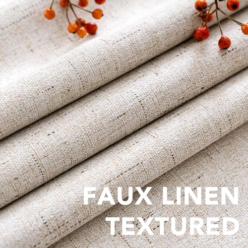 H.VERSAILTEX Blackout Curtains Linen Curtains 120 inches Long 100% Black Out Curtains for Bedroom Windows, Textured Linen Look Draperies Grommet with White Liner, 2 Panels, Natural - color: Natural, size: 52"W x 120"L (Pack of 2)