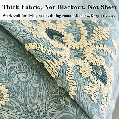Simple Chenille Jacquard Blackout Window Elegance Curtains/Drapes/Panels/Treatments for Bedroom Living Room,Top Grommets (2 Panels) | Thick Fabric Feel, Helps Darken Room, Smooth Hanging, Easy to Hang, for Bedroom or Living Room - color: Blue-curtain, siz
