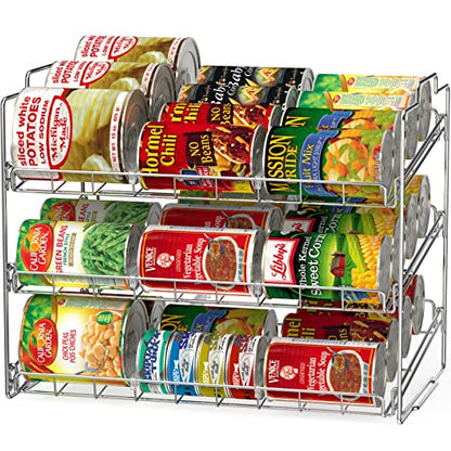 Deco Brothers Stackable Can Rack Organizer Holds Up to 36 Cans, Chrome | for Kitchen and Pantry - color: Chrome
