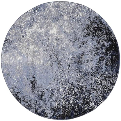 Nourison Home Passion Light Blue Black 5'3" x Round Area Rug - Easy Clean, Non Shedding, Bed Room, Living Room, Dining Room, Kitchen (5' x Round) - color: Light Blue Black, size: 5'3" (Round)