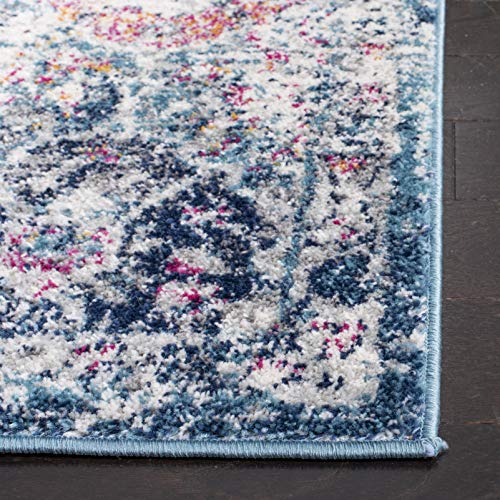 SAFAVIEH Madison Collection Runner Rug - 2'3" x 8', Navy & Teal, Boho Chic Distressed Design, Non-Shedding & Easy Care, Ideal for High Traffic Areas in Living Room, Bedroom (MAD611N) - color: Navy/Teal, size: 2'3" x 8' (Runner)