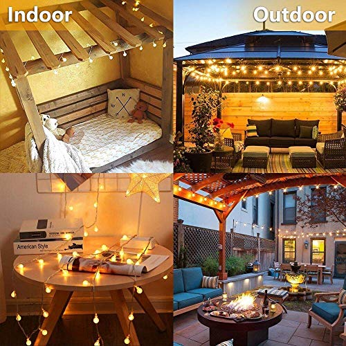 Globe String Lights Plug in, 10ft 20 LED Globe Crystal Ball Warm White Fairy Lights for Birthday Holiday Christmas Wedding Party Home Decoration