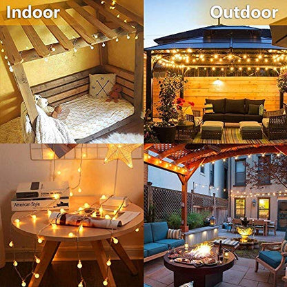 Globe String Lights Plug in, 10ft 20 LED Globe Crystal Ball Warm White Fairy Lights for Birthday Holiday Christmas Wedding Party Home Decoration