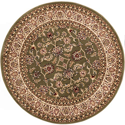 Well Woven Barclay Collection Sarouk Green 5 ft Round Rug - for Living Room, Bedroom, and Dining Room - color: Green, size: 5'3" (Round)