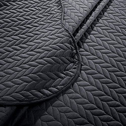 MOONLIGHT20015 Twin Quilt Set (66" x 86") with 1 Pillow Sham (20" x 26"+2") for All Season - 2 Pcs Reversible Bedding Set Lightweight Microfiber Coverlet Embossed Pattern Quilted Bedspread (Charcoal) - color: Charcoal/Dark Grey, size: Twin