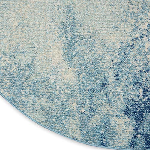 Nourison Home Passion 4' x Round Navy Light Blue Fabric Modern Area Rug (4' Round) - color: Navy Light Blue, size: 4' (Round)