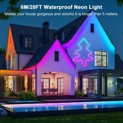 Cozylady 6M RGB Neon Light LED Rope Light,20ft Waterproof Bluetooth APP Remote Control Music Sync Strip Light,24V Flexible DIY Silicone Light for Bedroom Home Indoor Outdoor Decoration (6M/20Ft) - size: 20 ft