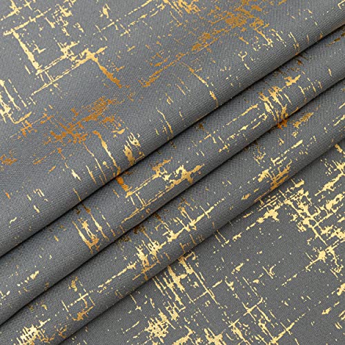 Taisier Home Gold Foil Print Linen Textured Curtains Geometric Dots Pattern Design Curtains for Nursery Toy Room Thermal Insulated Window Treatment 2 Panels 45" L,Dark Grey and Gold Drapes Print - color: Greyish Green/Gold, size: 52"W x 45"L (Pack of 2)